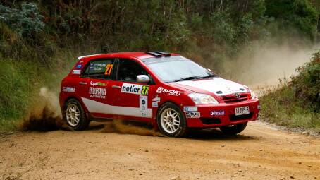 TEST: Chris Stilling, in his corolla, was going to test a Mitsubishi Evo ahead of the Bega Valley Rally. Image: Supplied
