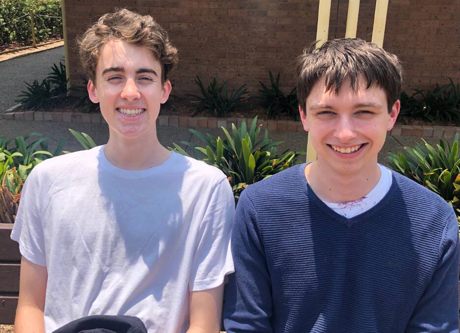 Nowra Christian School's high HSC achievers Jonty Beavan (left) and Dux Nick Astill.