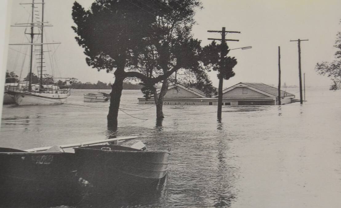 The Nowra Sailing Club under water in the 1974 Shoalhaven floods. Photo: Shoalhaven Historical Society.