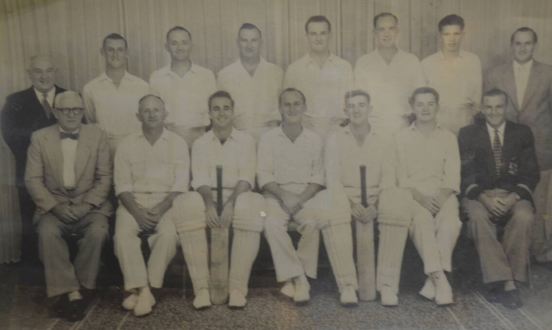 CHAMPION: Dig Aldous (third from right front row) with the Nowra Warriors first grade premiership team of 1957-58 (back row from left) Jack Aldous, Darryl Stokes, Reg Crump, Ray Bowes, Alex Schubert, Bob Evison, Kevin Donnelly, Ken Abernethy. Front row: Tom Davis (patron), Basil Bryce, Jim Reid, Cliff Hunter (captain), Bob Rose and Roy Abernethy (secretary).
