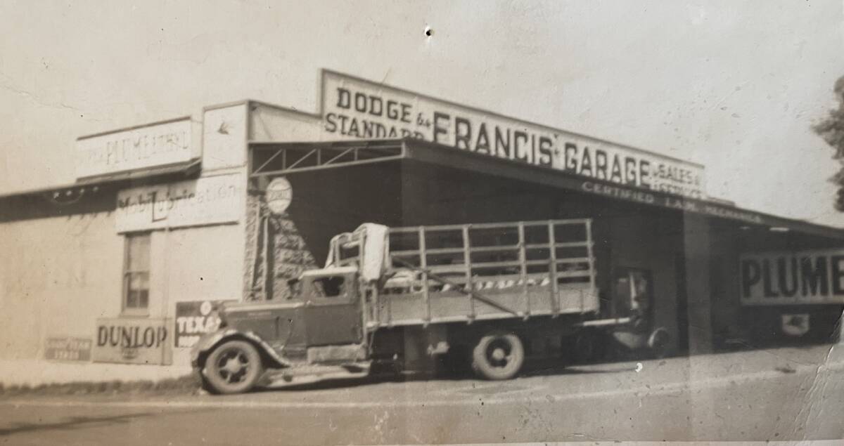 HISTORY: An early photo of the Francis Garage on the corner of Berry and North streets in Nowra, started by David's father Cec. Photo supplied