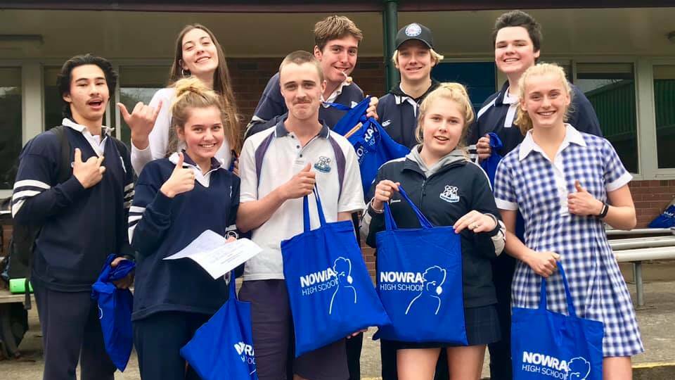 Nowra High School year 12 students with their HSC Survival Kits.