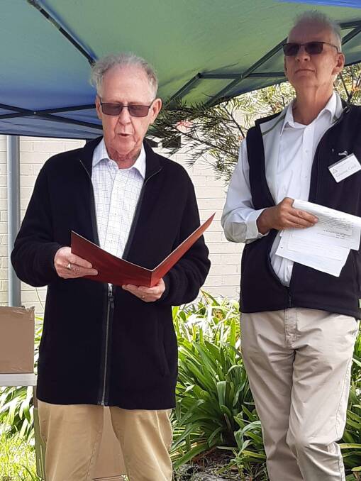 A History of Cambewarra Cricket author Alan Clark and Cambewarra Ratepayers and Residents Association president Graeme Cord at Sundays launch. Image: Supplied