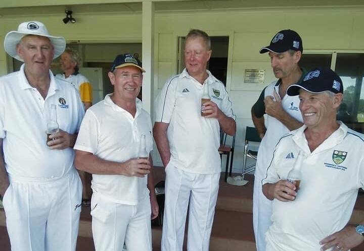 RESPECTED: Mark Williams (centre) was a well-known figure in local cricketing circles and initiated annual fixtures between the Gentlemen of Nowra Eleven (GONE) and the Cooma Cobwebs. 