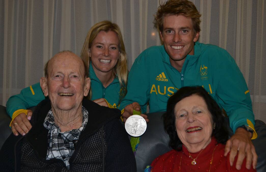 Proud Nowra grandparents doctors Bill and Pat Ryan with the Olympian grandchildren Jaime and Will Ryan.


