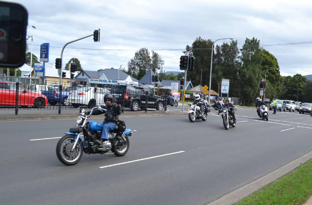Great event: Riders leave Nowra headed for Batemans Bay on the now annual South Coast NSW Black Dog Ride.