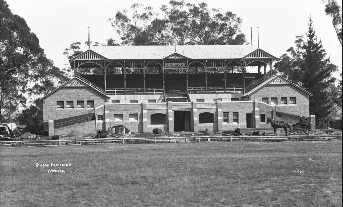 CONSTRUCTION: The grandstand under construction, not long before being officially opened at the 1905 show. Photo: Shoalhaven Historical Society