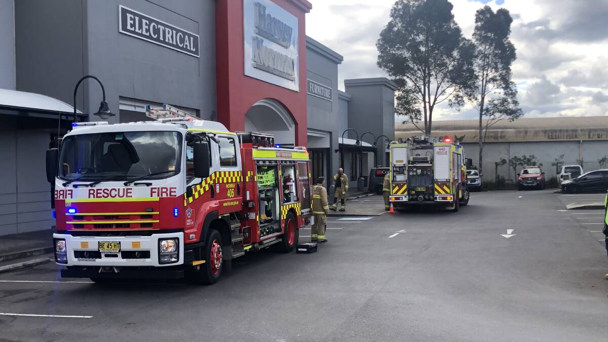EMERGENCY: Fire and Rescue NSW Shoalhaven and Nowra crews at Harvey Norman South Nowra,.
