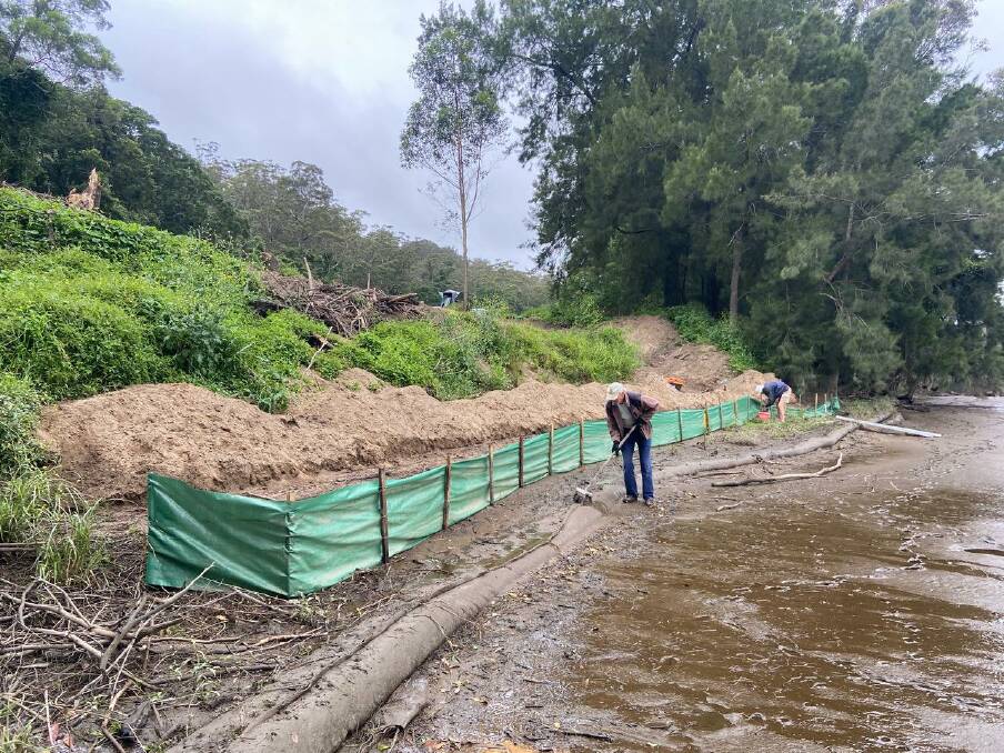 HUGE JOB:The various stages of the Shoalhaven Riverwatch work on the Shoalhaven River banks at Marla Guppy and Denny Halls' property at Wogamia. 
