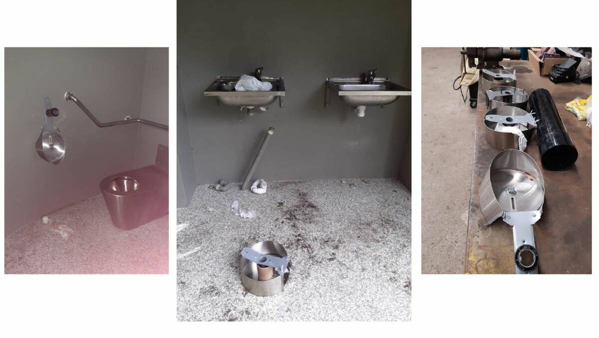 DAMAGE: Some of the ongoing vandalism to the toilet block and amenities at Greenfield Beach in the Jervis Bay National Park at Vincentia, NSW National Parks and Wildlife Service staff have been discovering. Images: Supplied