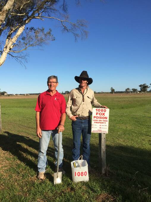 CONTROL PROGRAM: Shoalhaven Landcare Association's Fox control program coordinator Peter Jirgens and project field officer Henry Goodall at a Fletchers Lane station at Meroo.
