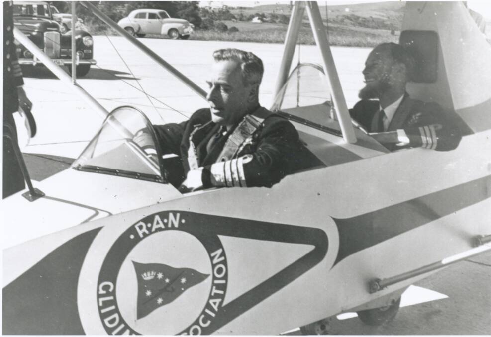 Lord Louis Mountbatten toured HMAS Albatross and took a flight in a glider in April 1956