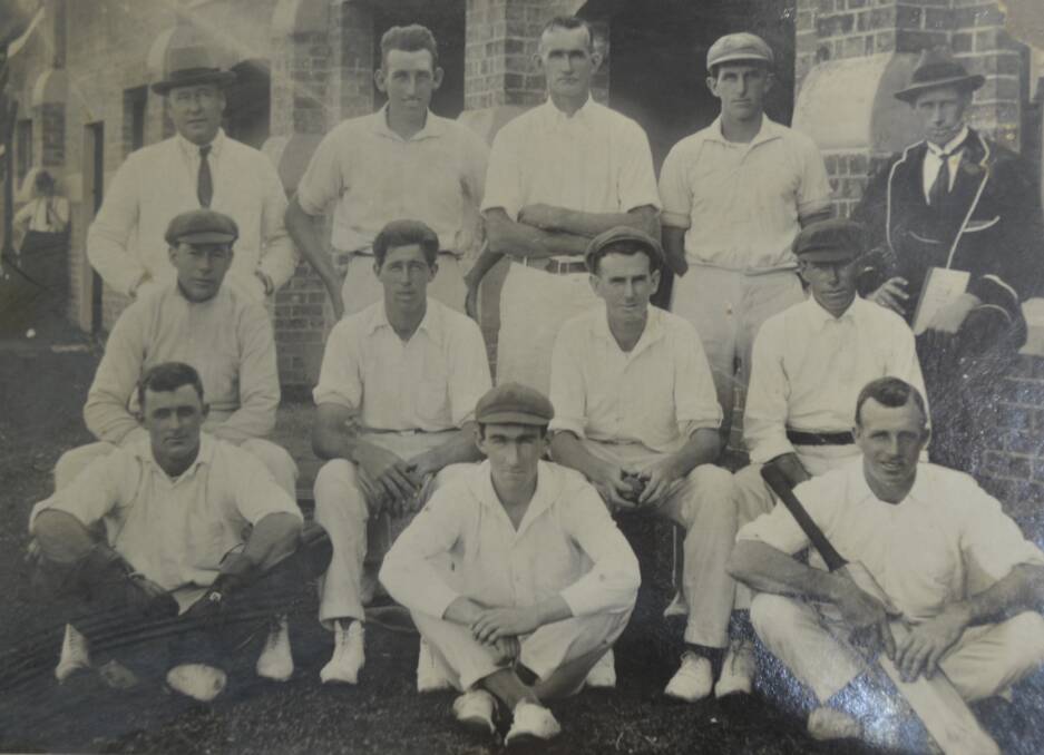 RUNNERS-UP: Jim Regan (second from left back row) with the Pyree cricket team of 1923-24 which were runners up (back row) Morg Ryan, Toby Bice, xx Coulthart. Middle: Bertie Caines, Toby Bevan, Merv Bice, Ernie Caines. Front: Artie Smith, Stan Bice, Jim Wilson. Photo: John Smith
