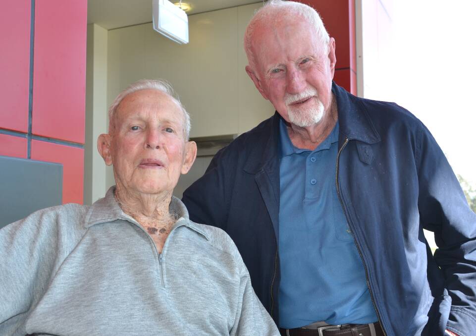 ANNIVERSARY: Rusty Marquis (left) and Bob Brown who will mark the 50th anniversary of being made Warrant Officers in the Royal Australian Navy on Friday, December 17.
