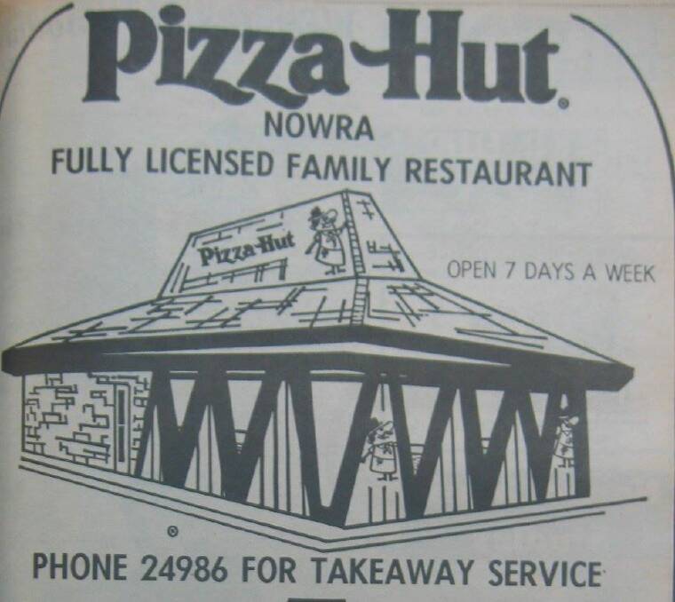 MEAL TIME: A newspaper advertisement for the Nowra Pizza Hut in 1976. Image: Shoalhaven in the 20th Century