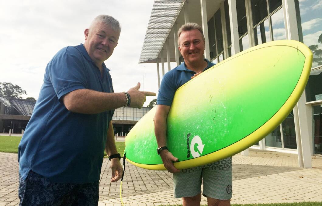 FUNDING: Keith Payne VC Veterans Benefit Group chairman Rick Meehan and vice-chairman Fred Campbell have welcomed the Department of Veterans Affairs $280,686 grant for a surf program for vets suffering PTSD.
