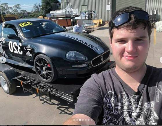CAR LOVER: Alleged ringleader of the $17 million dark web drug syndicate, Cody Ward, pictured with a Maserati he use to race. Photo: Instagram