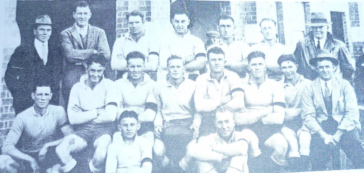 The Pyree Rovers 1933 which included Geoff Carter's uncle Archie Blanch (back row from left) Charlie Watosn, Tom Caddell, Bill Aldous, Frank Murphy, Vic Murray, Eric Smith, Jack Watts. Middle Row: Gordon Hughes, Jack Murphy, Leo Lavis, Harry Matthews, Archie Blanch, Herb Watson, Bob Smith, Artie Smith, Front row: Rudd Holland, Ossie Bennett.