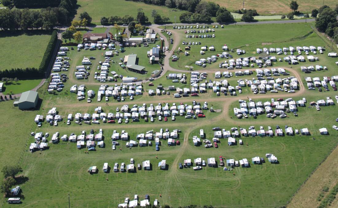 HOME AWAY FROM HOME: The Ison's Milbank Road property from the air during the Terara Country Music Campout, is affectionately known as "Owie's World".
