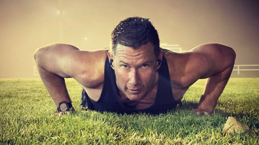 MARATHON EFFORT: Kangaroo Valley Senior Constable Todd Cremer during his 10-hour burpee effort which raised more than $35,000 for the ALIVE Project, tackling youth suicide. Image: Supplied