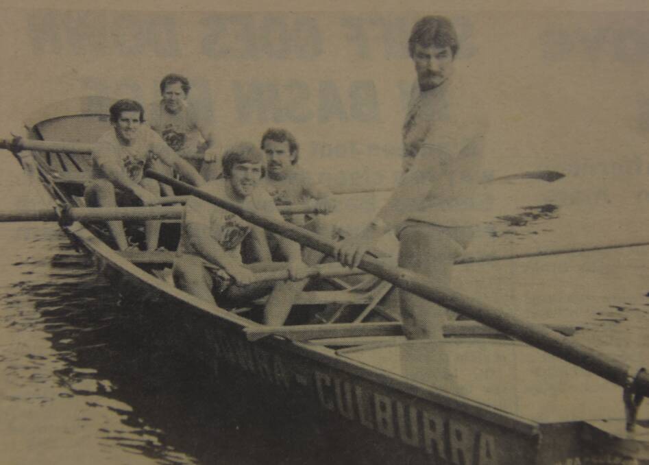 The Nowra-Culburra Surf Club's  team that attended the national titles in WA Ian Wallis, Keith Rosskelly, Neil Hansen, Gary Hinkley and sweep John Bracher.