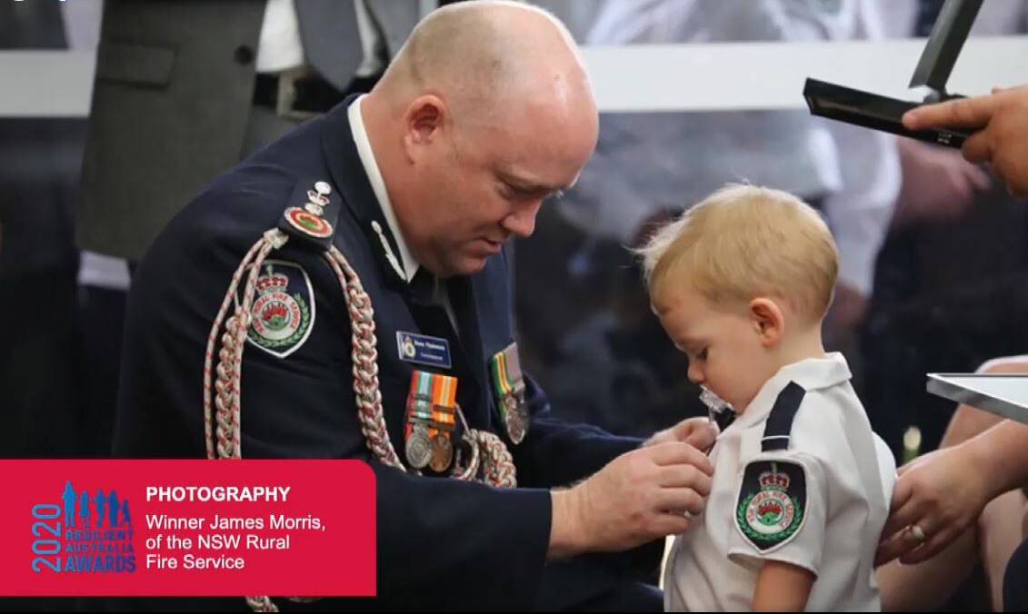 ANNOUNCEMENT: James Morris' photo being named the winner of the 2020 NSW Resilience Australia Awards photographic section. Image: Resilience NSW Facebook. 
