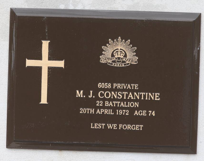 Private Michael Joseph Constantine's new headstone.