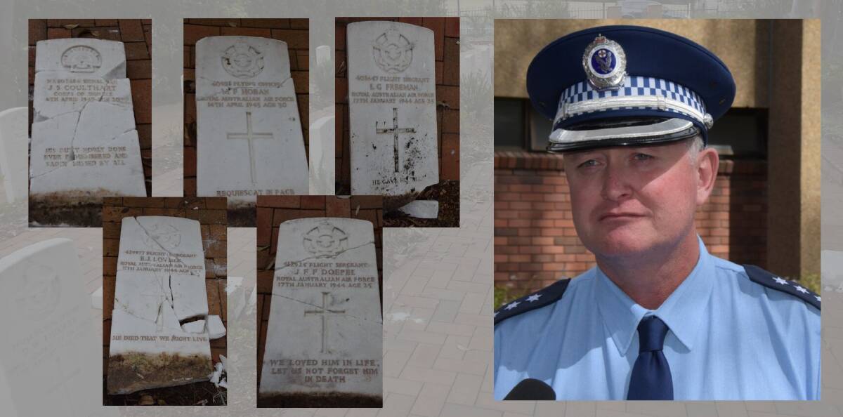 HELP: Officer in charge of Nowra Police Station, Inspector Ray Stynes has called for anyone who might have any information about the vandalism to five headstones in the Nowra War Cemetery to come forward.