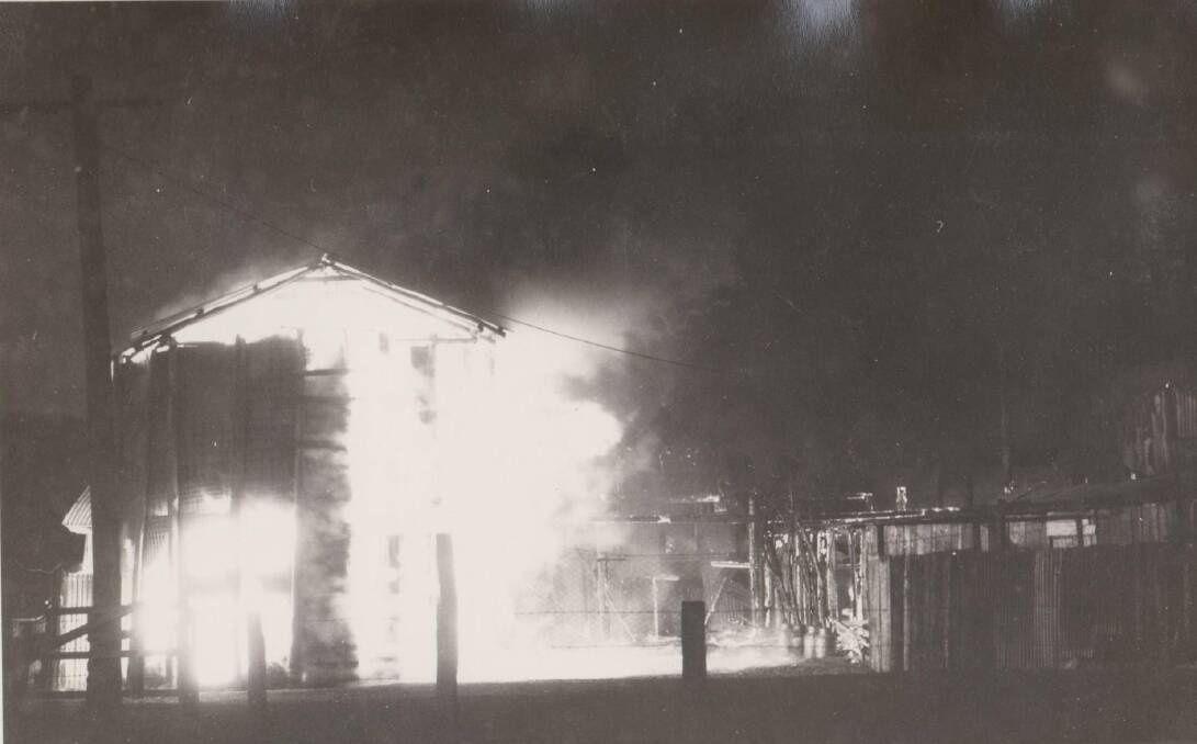 FACTORY FIRE: The Nowra Cordials Factory fire in September 1968. Photos: Shoalhaven in the 20th Century Facebook and Shoalhaven Historical Society 