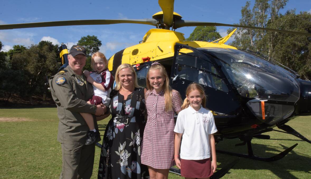 It was a special day for Aircrewman Training Officer, Warrant Officer, who caught up with his wife Katy and three daughters - Chloe,12, Emmie, 10, and Annalise, 5, during the visit to Nowra Public School.

