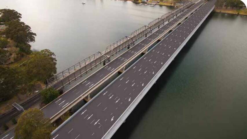 NEW LOOK: An artist's impression of the new four-lane Nowra Bridge project over the Shoalhaven River. Image RMS

