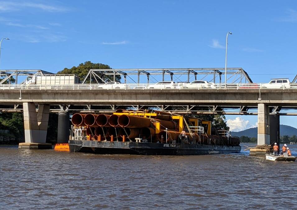  HUGE: The barge and its load were that big it had to travel up the Shoalhaven River at low tide so it could fit under the bridges. Image: Transport for NSW
