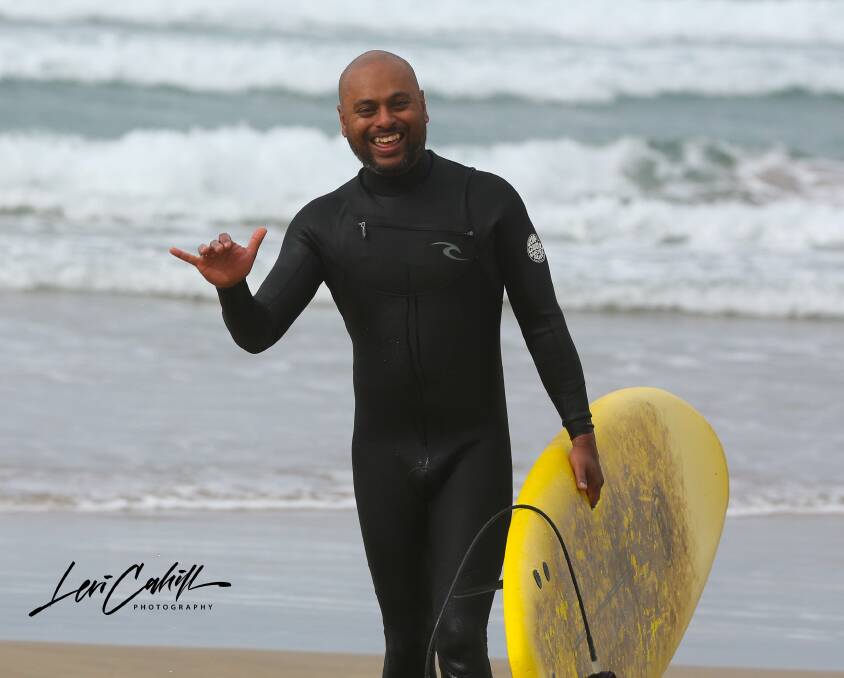GREAT TIME: Fellow Veteran Surf Project graduate Andy Singh, all smiles after a day in the surf. Photo: Levi Cahill Photography