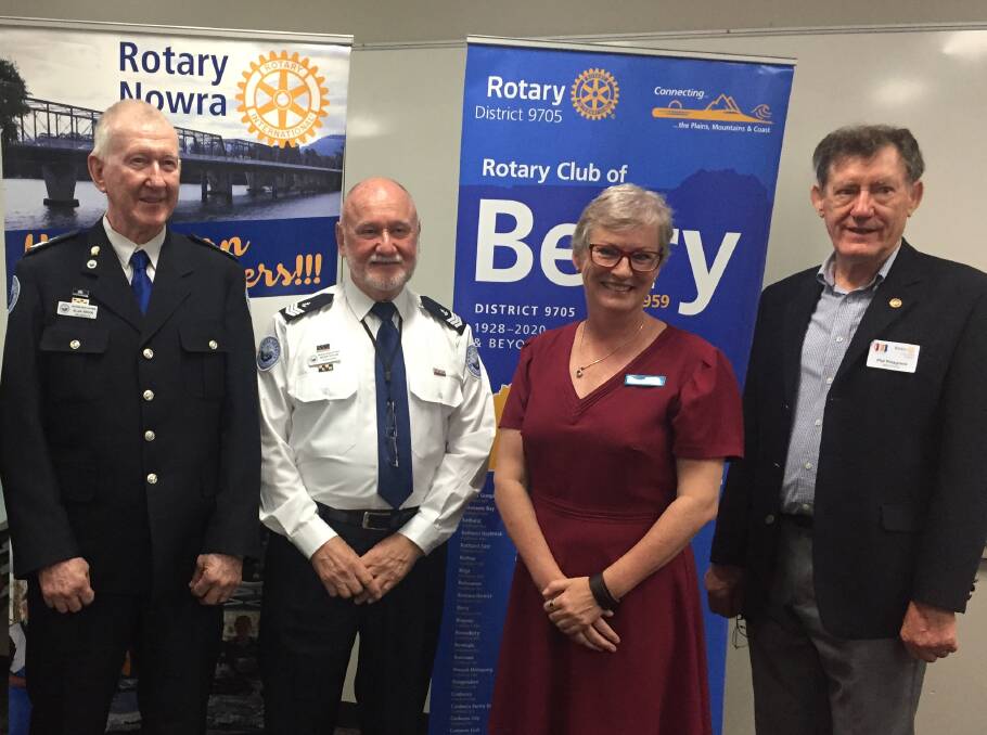 LAUNCH: Shoalhaven Mayor Amanda Findley launches the 2021 Shoalhaven Emergency Services Community Awards (SESCA) with last year's Officer award winner Allan Brook (far left), awards' Ambassador Dr Peter Taylor and SESCA Committee chairman Phil Presgrave.