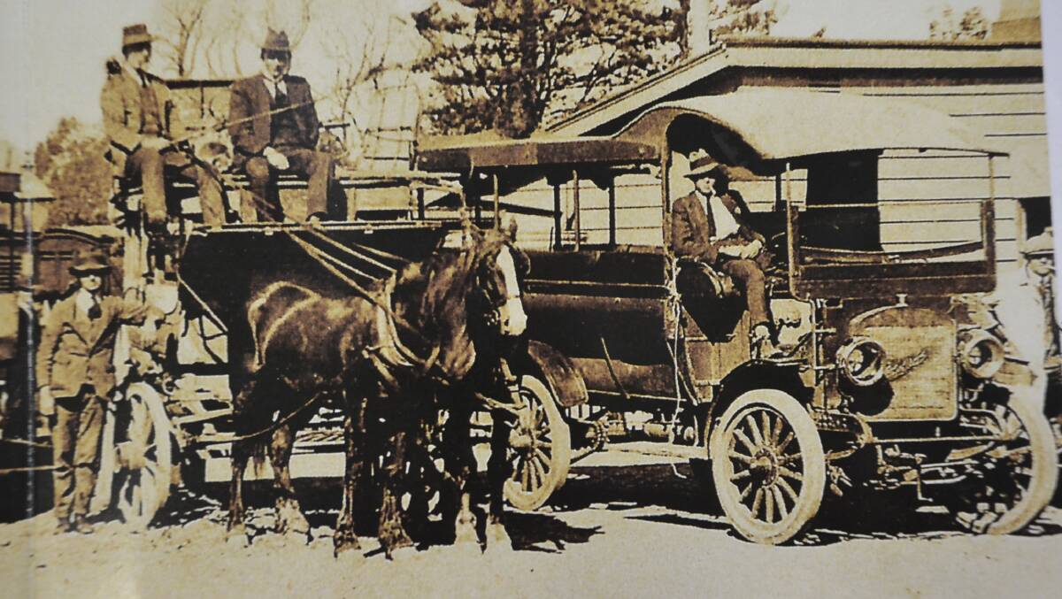 One of Barney McTernan’s coaches outside the Bomaderry Railway Station. Photo: Shoalhaven Historical Society.