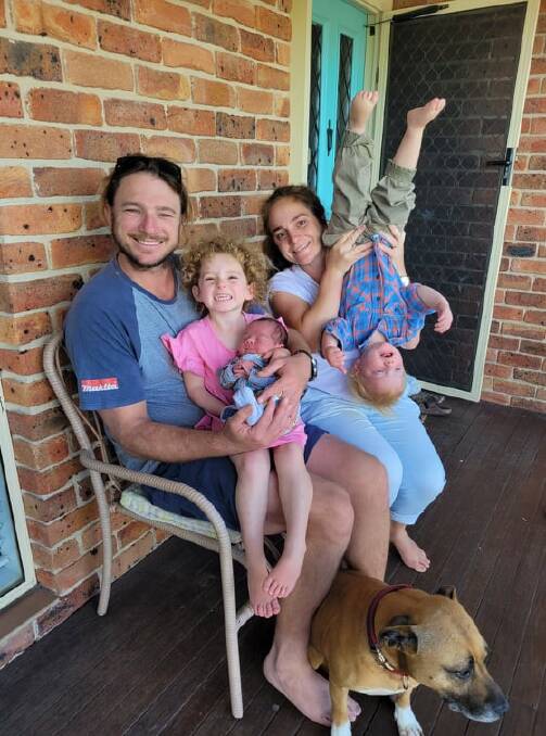 WELCOME: Nicolette Pickard and Allan Roberts with their new daughter, Dulcie Rose Roberts, and other children Nora, 3, and Hamish, 1 1/2 years.