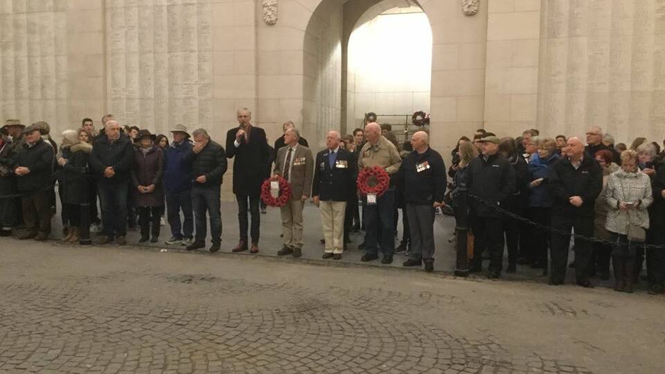 HONOUR: Wes Hindmarsh, Don Parkinson and Brian Kenny prepare to lay wreaths at Menin Gate.