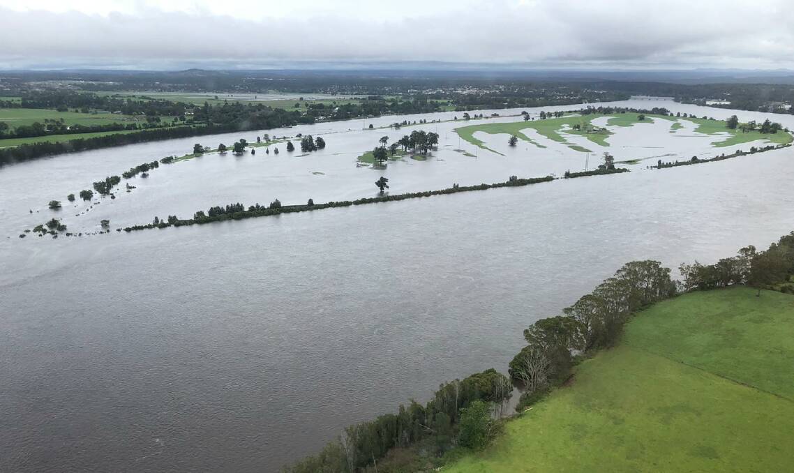 Pig Island, east of the Nowra bridges in the Shoalhaven River almost completely under water. Image Max Cochrane