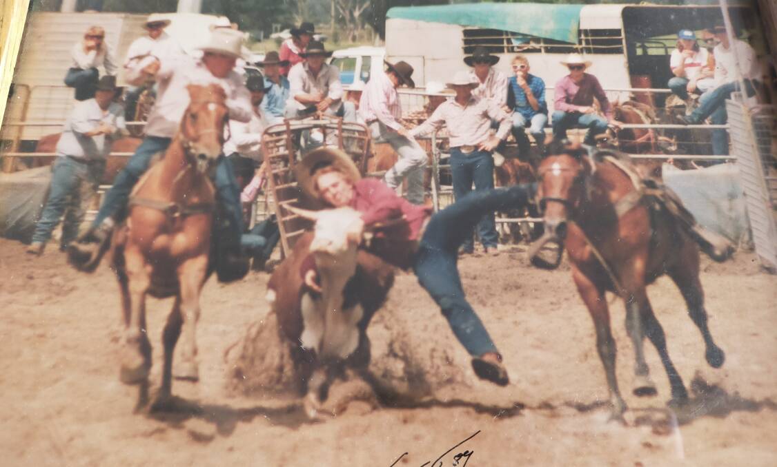 ACTION APLENTY: Terry Bennett in action in the steer wrestling.