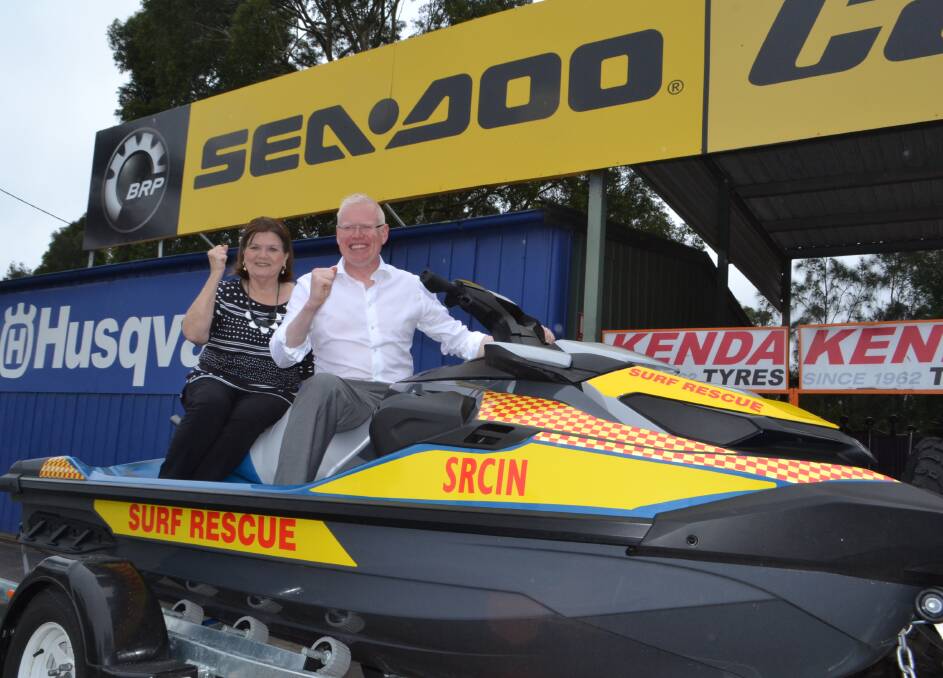 READY TO GO: South Coast MP Shelley Hancock and Kiama MP Gareth Ward try out the new Seadoo craft.
