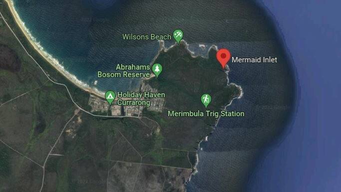 LOCATION: Mermaid Inlet is a popular location on the north eastern side of Beecroft Peninsula, east of the Currarong township. Image: Goofgle Maps