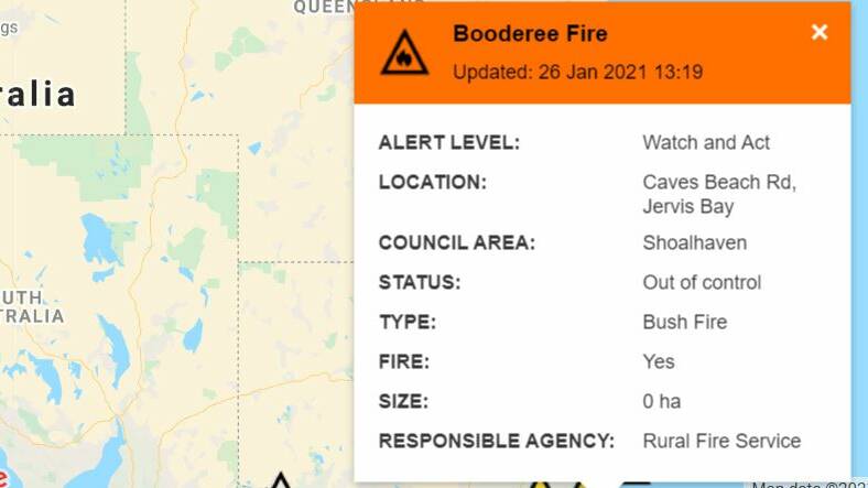 Booderee National Park bushfire contained but still at watch and act