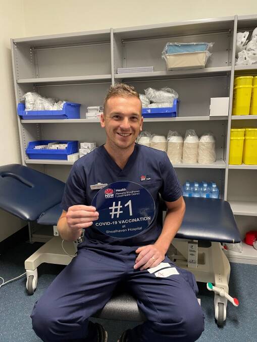
NUMBER ONE: Emergency Department nurse Matthew White was proud to be the first person to receive the vaccine at Shoalhaven Hospital. Image supplied