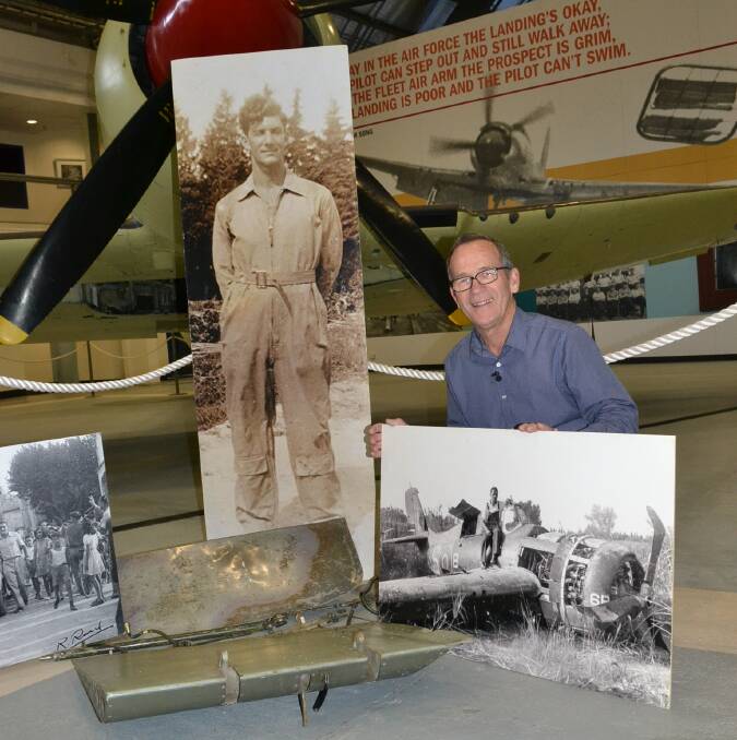 Fleet Air Arm Museum manager and senior curator Terry Hetherington with some of the parts from Sub-Lieutenant Fred Sherborne’s downed 882 Grumman Wildcat from World War II.