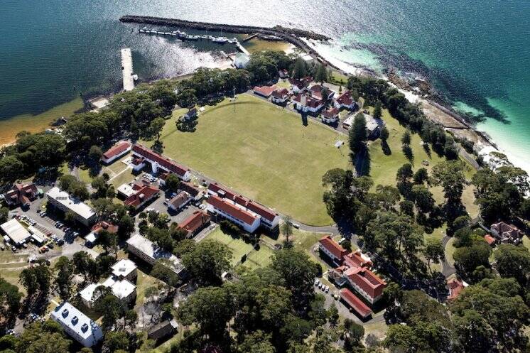 WHAT A LOCATION: HMAS Creswell at Jervis Bay from the air.