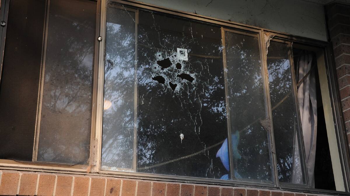 Shot gun pellet damage to one of the houses in Nowra attacked in the early hours of November 2. Photo: NSW Police Media 