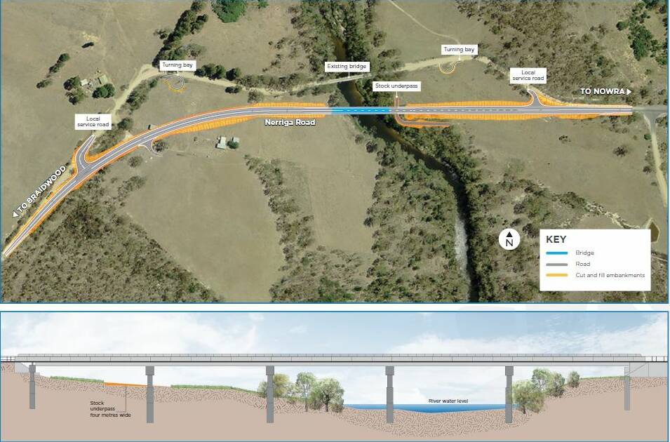 Plans for the new Charleyong Bridge over Mongarlowe River which is expected to open in early March. Image: RMS