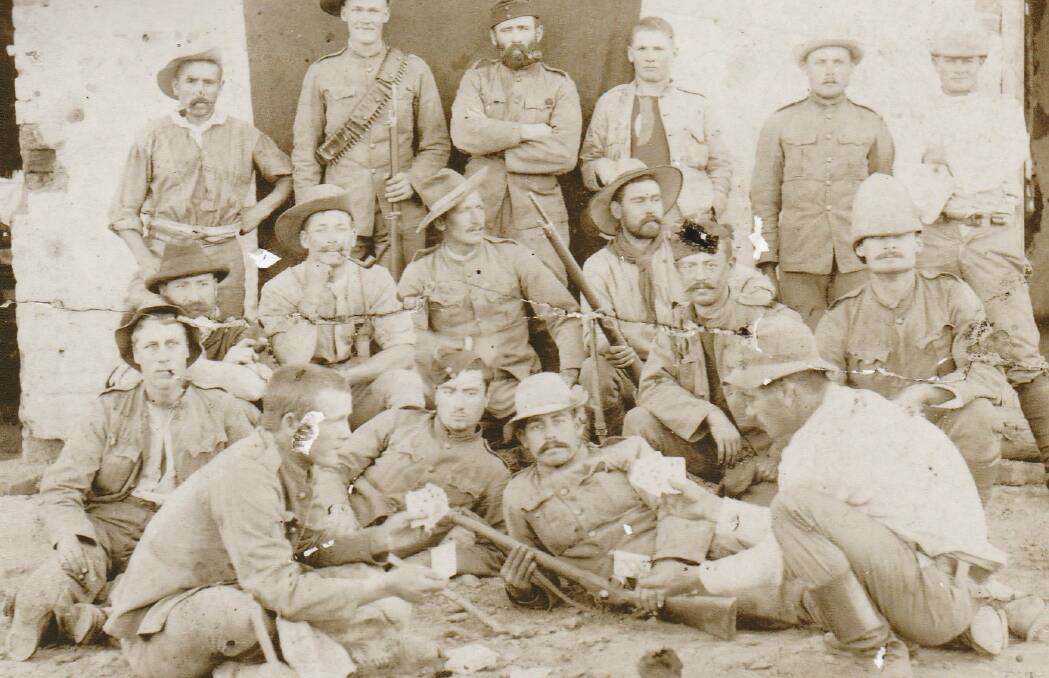 Charles Richard Wilson (second from left second back row) 1902, with the 3rd Commonwealth Horse patrol at Upington, South Africa.