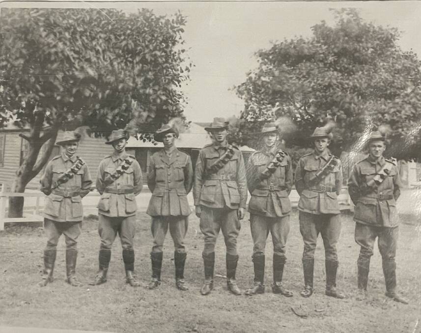 AT OPENING: Locals Ned Bate, from Nowra (far left) and Jack Caddell, from Brundee, (second from left) who were members of the 1/21st Light Horse NSW Lancers who were part of the 1932 bridge opening.