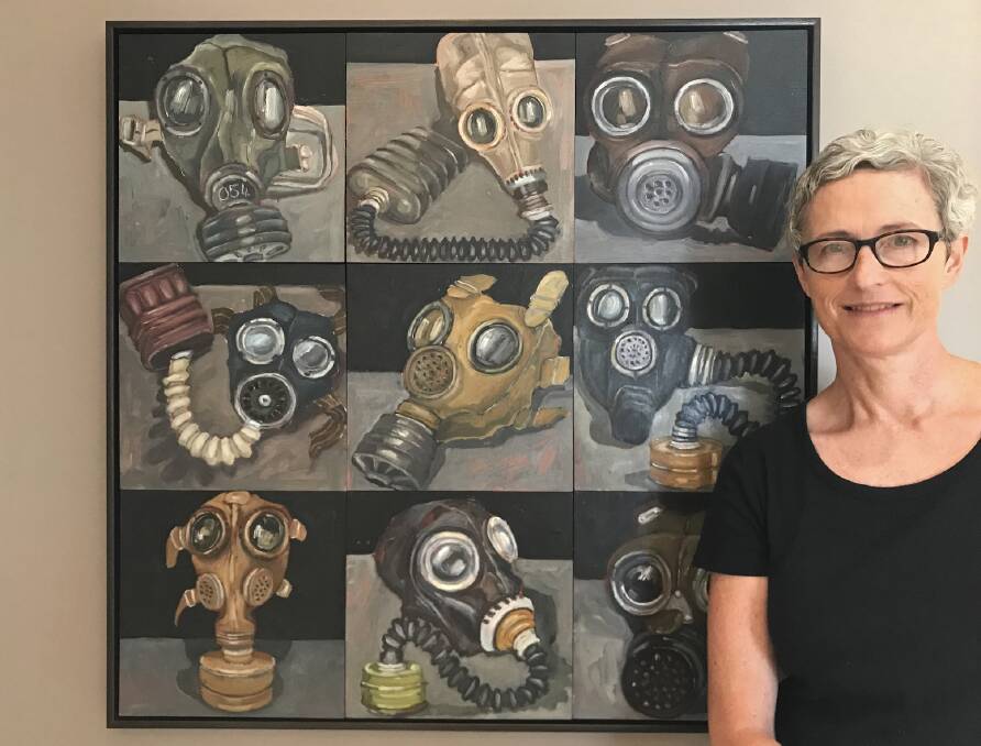 WINNER: 2020 Gallipoli Art Prize winner, Alison Mackay, with her stunning nine-piece artwork 'Breathe'.